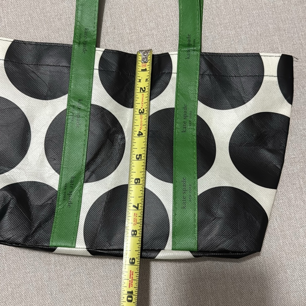 Kate Spade Mini Tote-Recycled Polyester/Signature Cream and Blk Dot with Green - Picture 8 of 15
